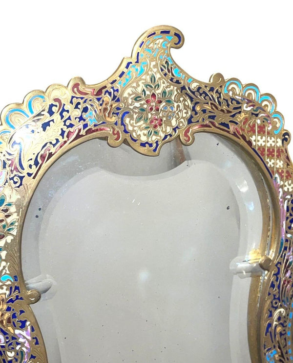 19th Century French Champlevé Bronze & Brass Easel Mirror