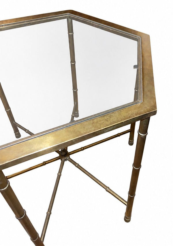 Pair of Mastercraft Brass Bamboo Form Side Tables. U.S.A. 1970's.