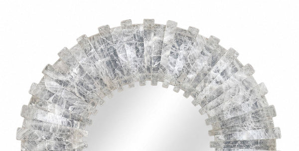 21st Century Sunburst Rock Crystal Mirror – Sculptural Modern Wall Décor 32.25”