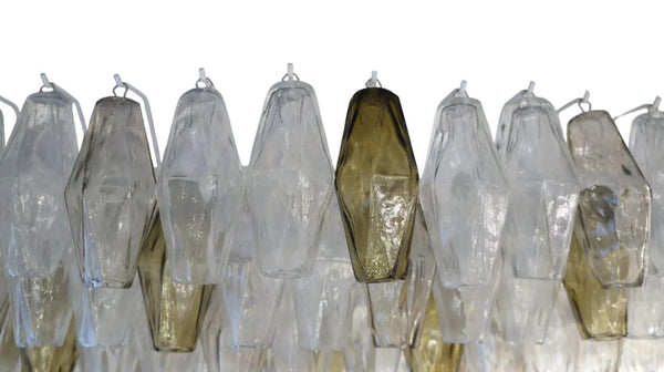Grey & Crystal Murano Glass Poliedri Chandelier by Alberto Donà. Italy, 1980's.