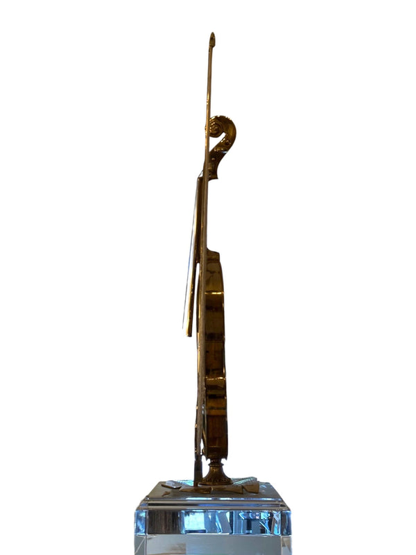 1960's Italian Polished Bronze Violin Sculpture on Acrylic Base.