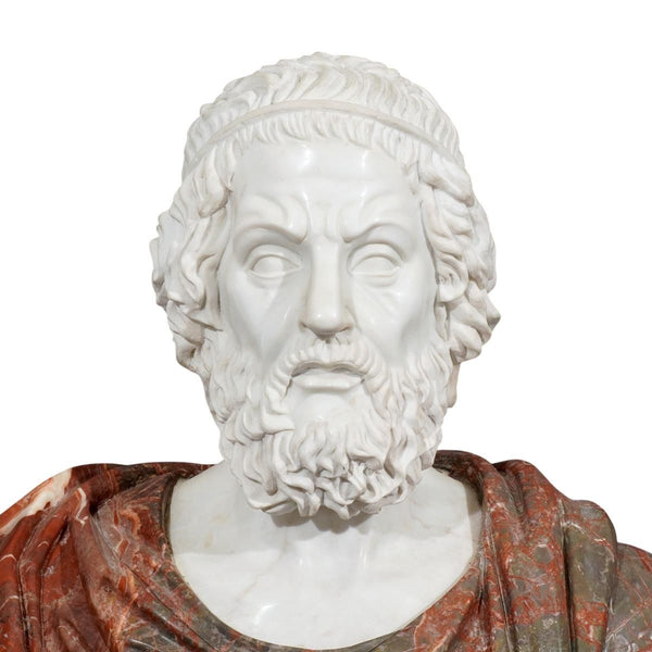 Early 20th C. Italian Marble Bust of Homer, The Legendary Ancient Greek Poet.