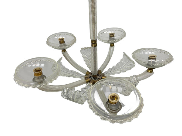 Mid-20th Century Venetian Murano Barovier-Style 5-Arm Art Glass Chandelier