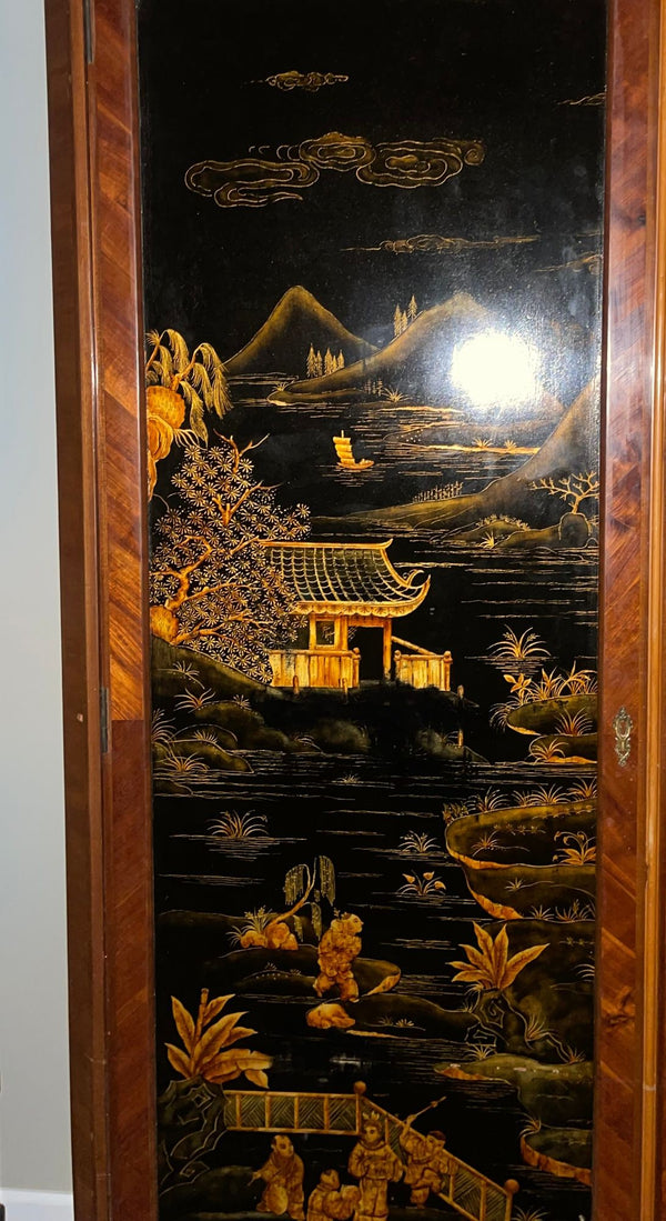 Mid-20th Century Two-Door Chinoiserie Decorated Armoire. France, 1940's.