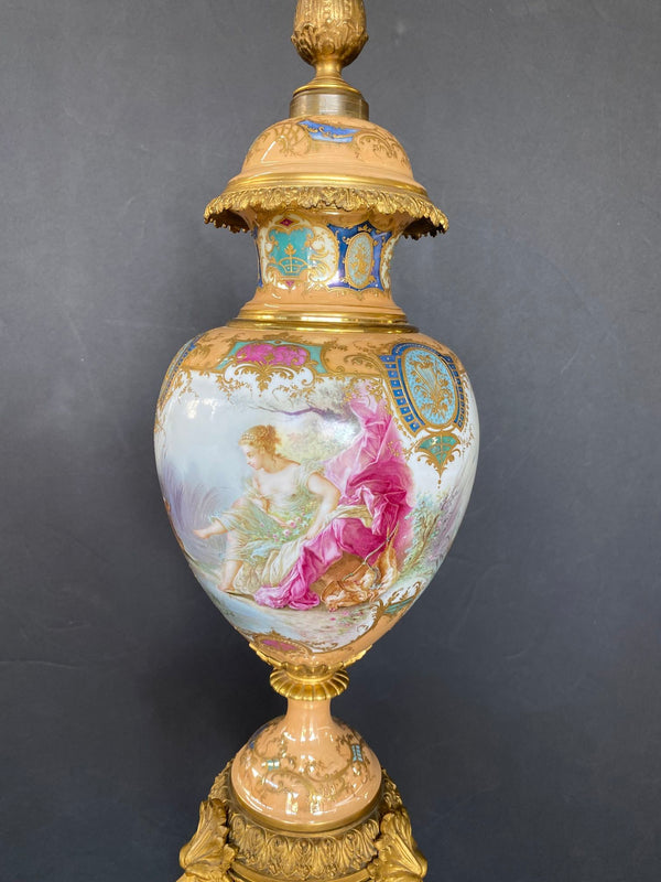 French Sèvres Gilt-Bronze Mounted Porcelain Urn