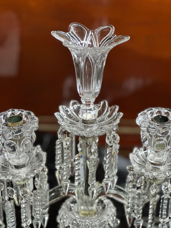 Pair of 19th Century Glass Obelisk Candelabras by Baccarat