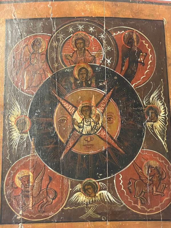 Rare 19th Century Russian Icon Depicting the All-Seeing Eye of God