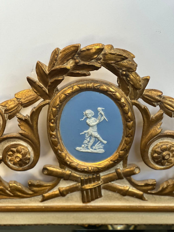 French 19th Century Giltwood Wedgwood Mirror w/ Beveled Glass