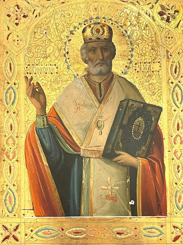 19th Century Russian Orthodox Icon of Saint Nicholas the Wonderworker