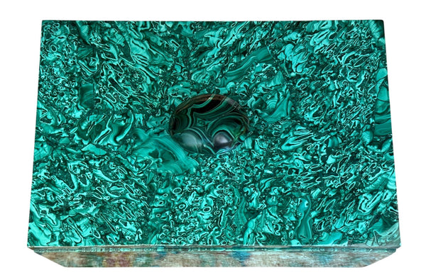 Large Italian Malachite Lidded Decorative Box on Ball Feet. 20th Century.