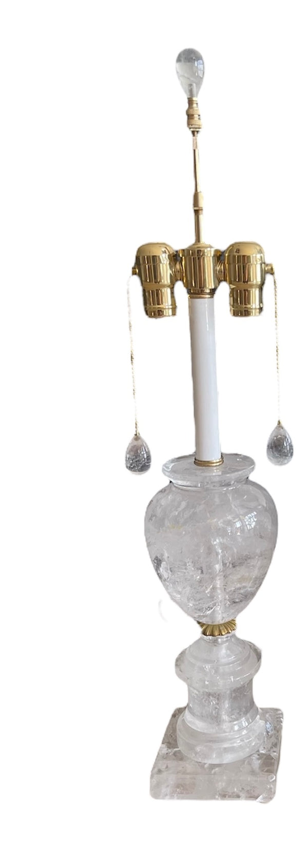 Pair of French Carved Rock Crystal Table Lamps, 20th Century