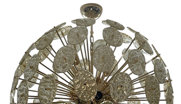 Oversized Galattico Sputnik Chandelier Textured Murano Glass Discs, Italy, 1980s