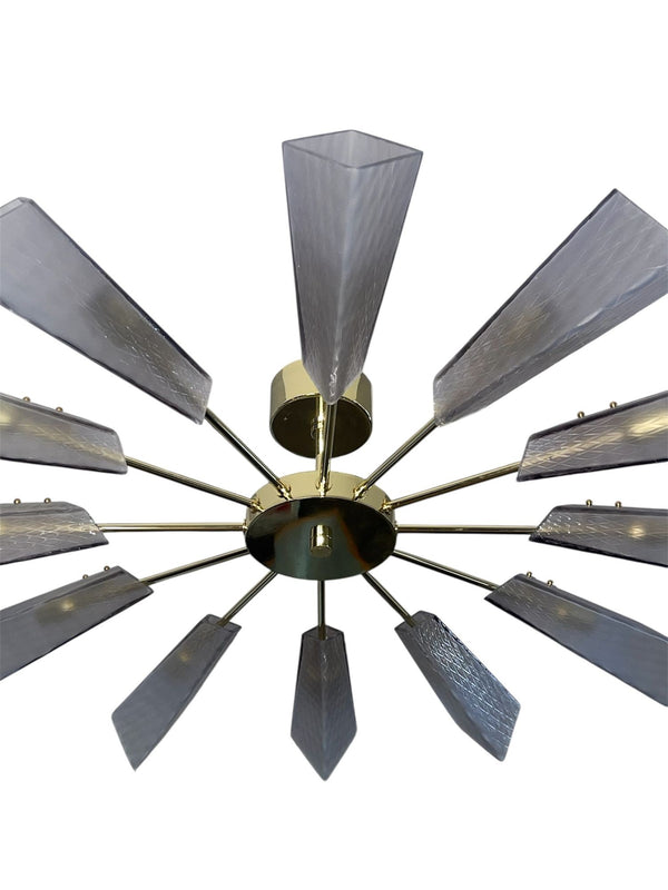 Ventilatore Style Chandelier with Murano Glass Tiles, Italy, 1980's.