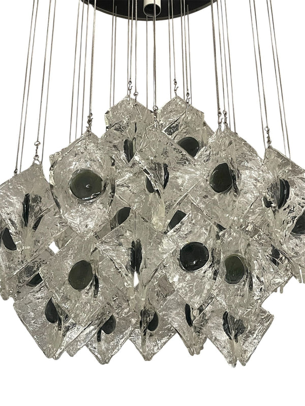 Kalmar "Eliche" Chandelier with Mazzega Murano Glass. Austria / Italy, 1960's