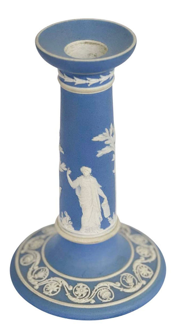 Pair of Light Blue Jasperware Wedgwood Candlesticks, c. 1920's