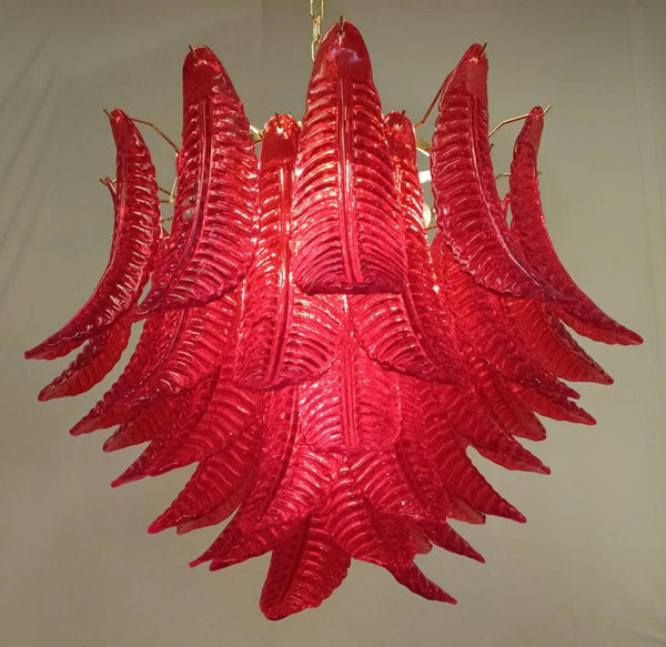 Vintage Italian Red Chandelier by La Murrina, c. 1960's