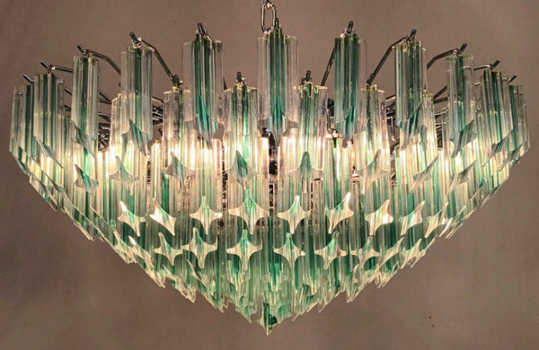 Vintage Aquamarine Quadrieri Murano Glass Chandelier. Italy, 1960's.