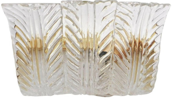 Set of Fourteen Sconces w/ Clear Murano Glass Leaves by Maria Maggi Italy 1990's