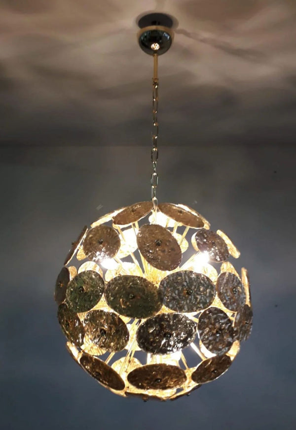 Italian “Galattico” Sputnik Chandelier – Dark Gold Murano Glass, 1980's.