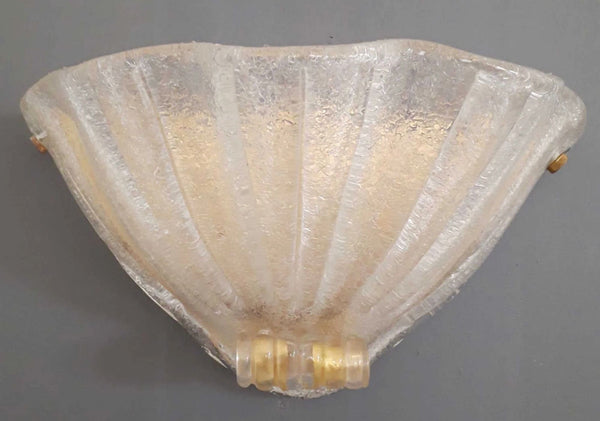 Pair of Italian Graniglia Murano Glass Uplight Sconces with Gold Flecks. 1960's.