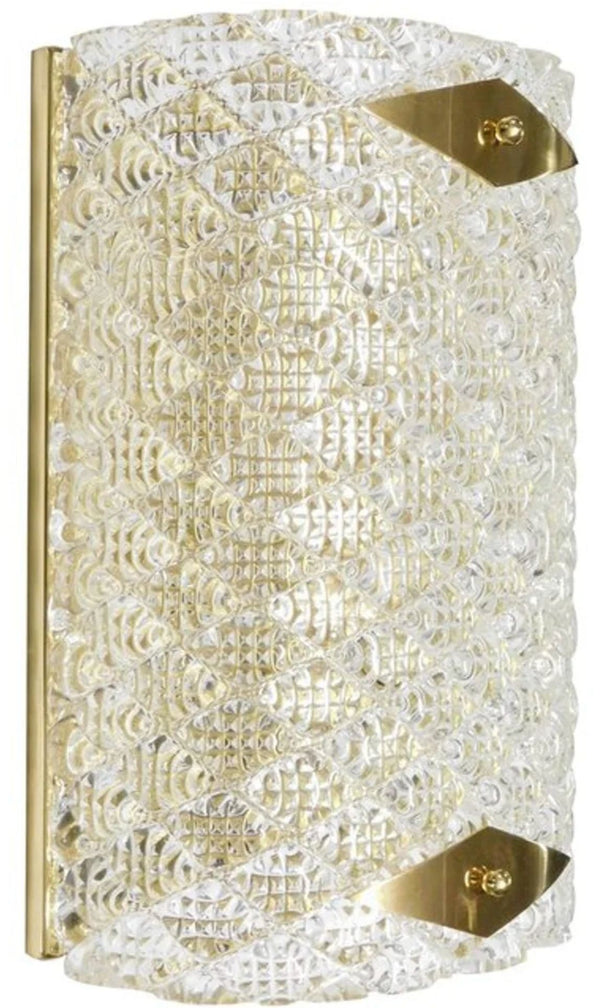 Pair of “Diamante” Murano Glass and Brass Sconces. Italy, 1980's.