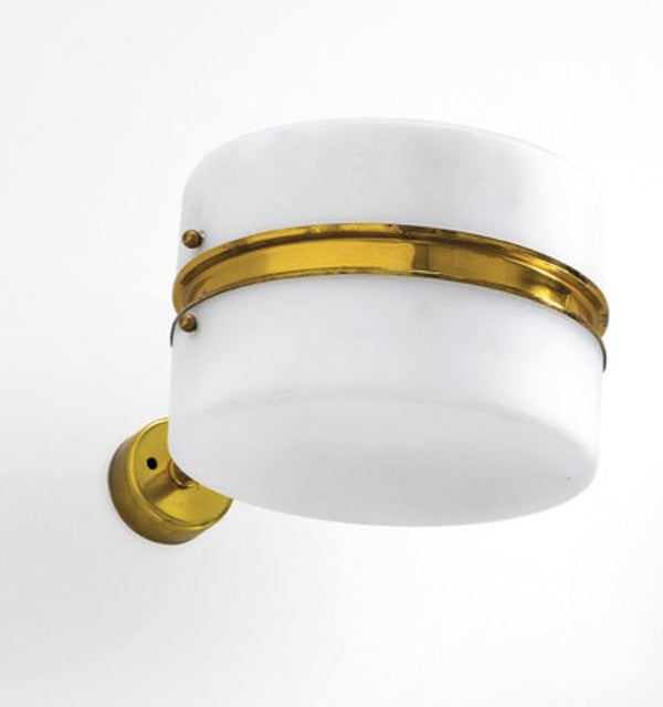 Set of Three Stilnovo Brass & Opaline Glass Wall Sconces, Italy, c. 1960's.