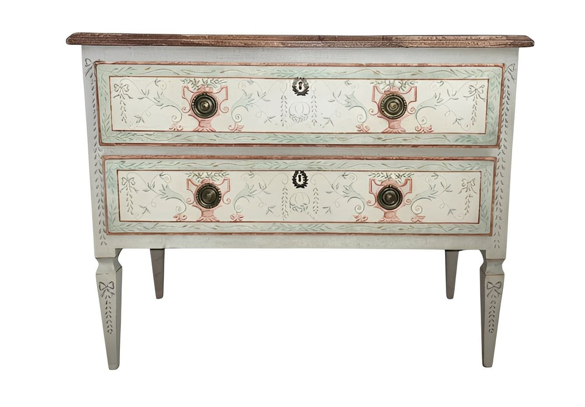 Pair of Early 20th C. Italian Neoclassical Style Commodes with Faux Ma ...