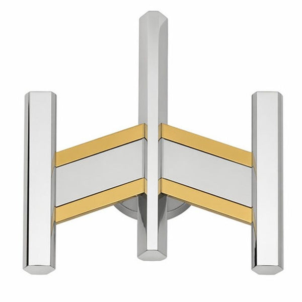 Pair Sciolari Chrome & Brass Geometric Wall Sconces, Late 20th Century.