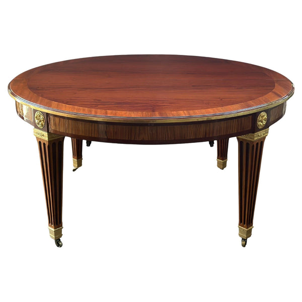 Exceptional Large French 19th C. Louis XVI style Dining Table with Gilt Bronze Mounted w/ Five Extensions