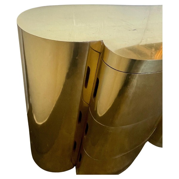 Sleek Curved Sculptural Brass Commode. Italy, 1970s