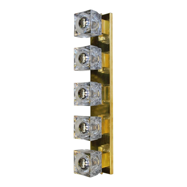 Set of Four Sconces with Sciolari Murano Glass Cubes Italy, 1960's.