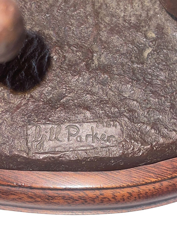 English Bronze Racehorse Sculpture Signed by Gill Parker 1984.