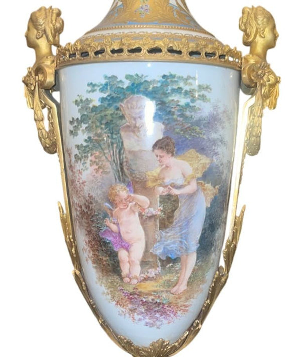 19th Century Sèvres Porcelain Urn with Gilt Bronze Mounts