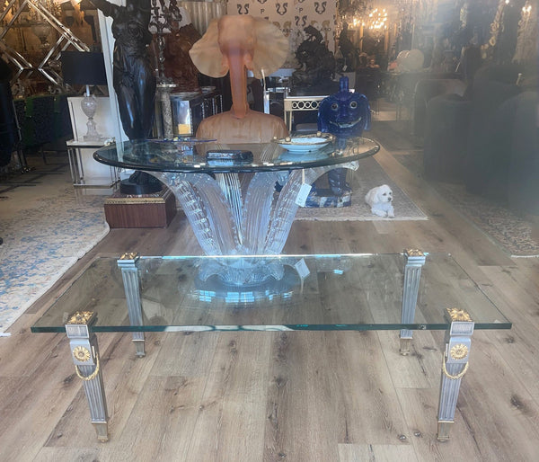 P.E. Guerin Louis XVI Style Bronze Garland Coffee Table. U.S.A Late 20th Century