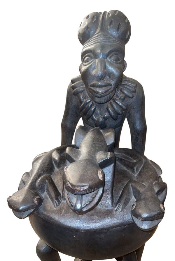 Monumental Yoruba Figural Ritual Vessel, Nigeria, Mid-20th Century