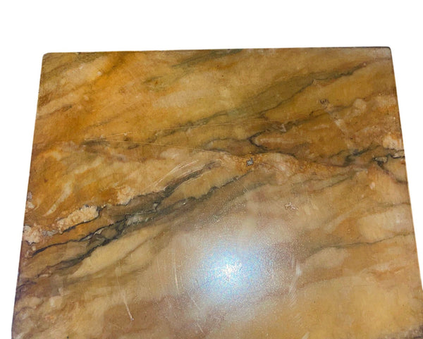 Early 20th Italian Polished Siena Marble Pedestal Column with Warm Toned Veining