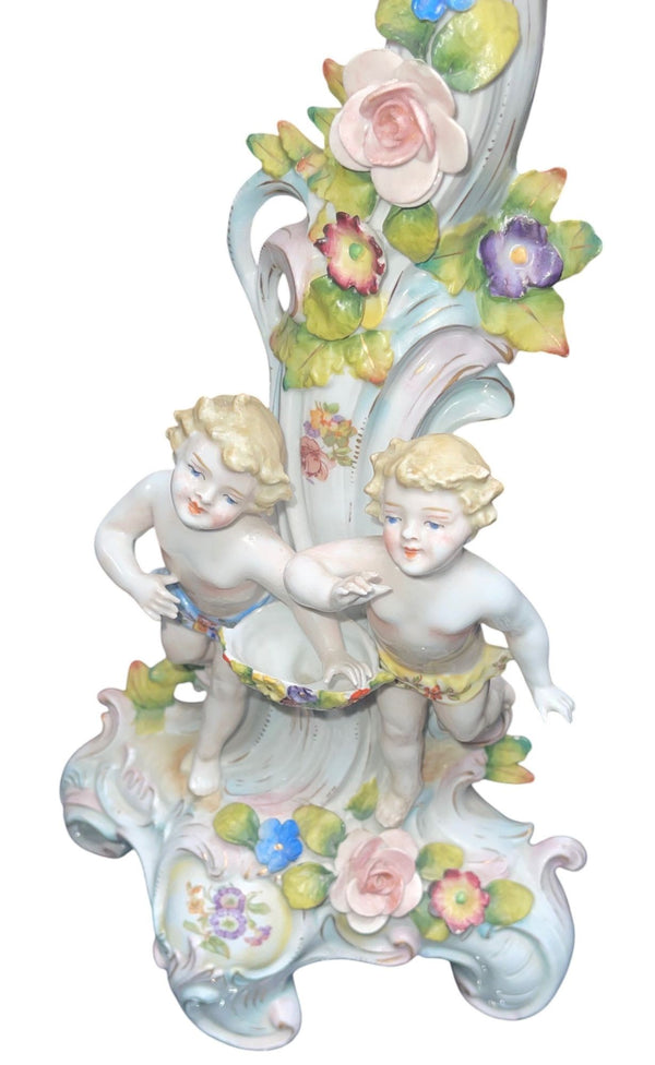 Pair of Meissen Style Porcelain Five-Arm Candelabras. Germany, 20th century.