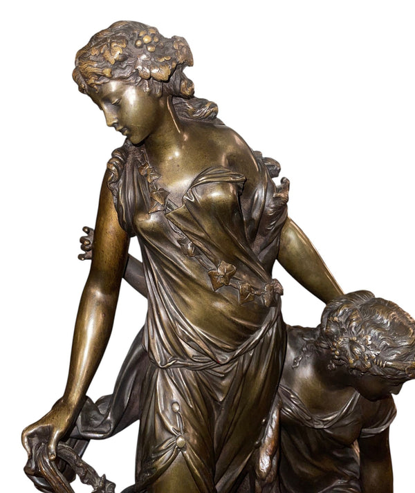 19th Century French Bronze Bacchantes Group After Clodion. Numbered 4123