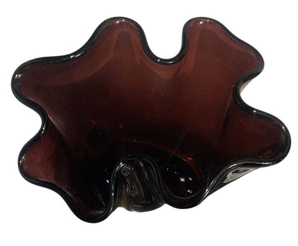 Signed Camozzo Dark Amethyst & Gold Fleck Murano Glass Vase. Italy, Late 20th C.