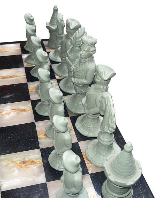Fürstenberg Porcelain Chess Set on Marble Board, c.1947.