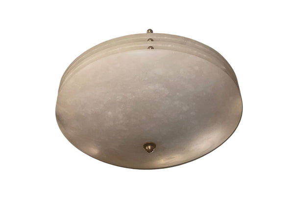 Set of Three Alabaster Flush Mount Ceiling Lights. U.S.A. Mid-20th Century.