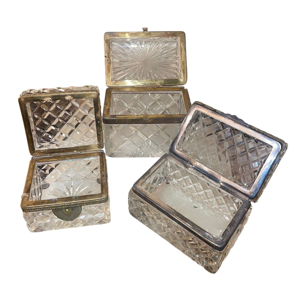 Set of Three Baccarat Cut Crystal Jewelry Boxes, Late 19th Century.