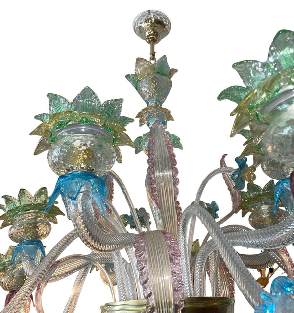 Italian Murano Glass Multi-Color Floral Chandelier
