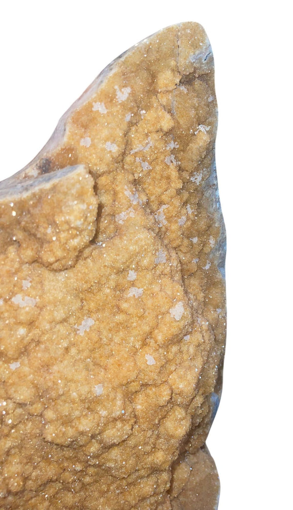 Large Natural Citrine Quartz Crystal Specimen on Wooden Base-Brazil 20th Century