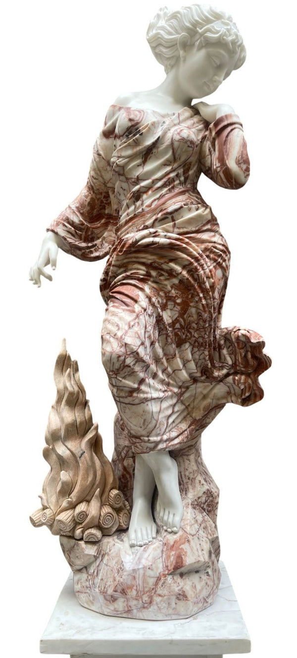 20th Century Italian Life-Size Marble Sculpture of a Dancing Girl.