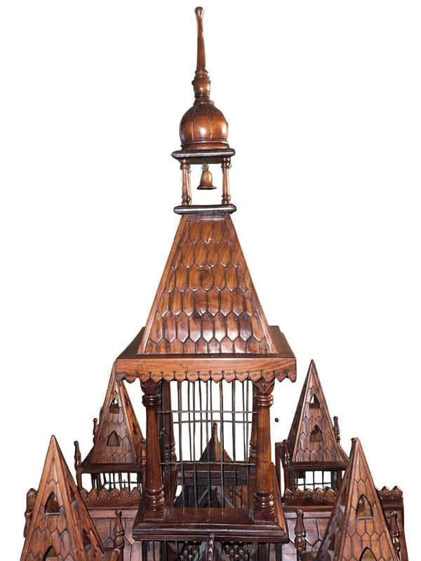 Monumental Victorian Gothic Revival Mahogany Bird Cage on Stand. England 19th C.