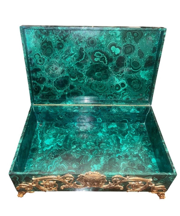 Russian Malachite and Gilt Bronze Decorative Box, Early 20th Century