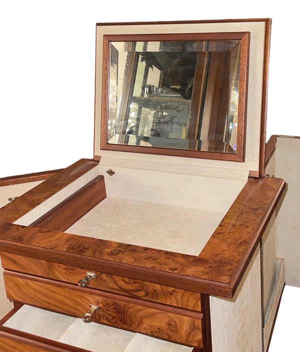 Agresti Lo Scrigno Briar & Mahogany Jewelry Armoire. Italy, 21st Century.