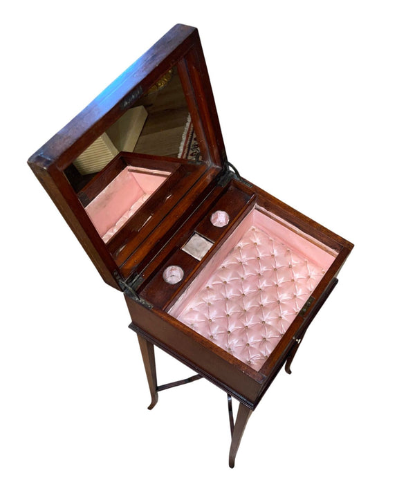 Petite 19th Century French Vanity Table with Mirror