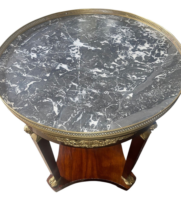Late 19th Century French Empire Style Marble-Top Side Table with Bronze Mounts